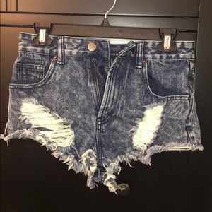 High rise denim shorts